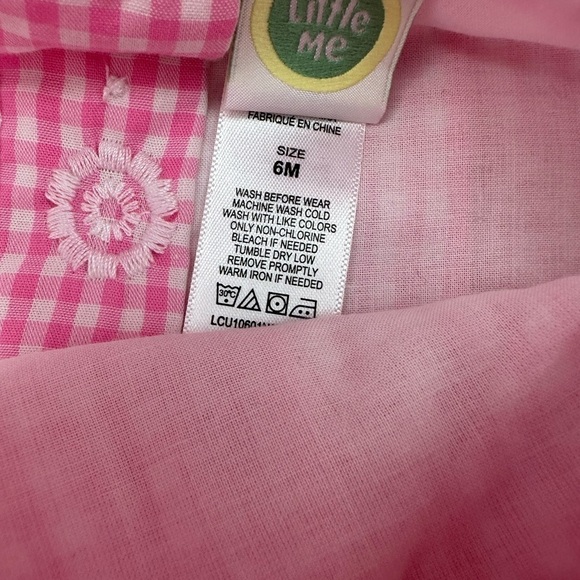 Little Me Gingham Ruffle Pink Dress Size 6 Months - Picture 6 of 6